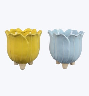 Ceramic Footed Planter 2 Ast