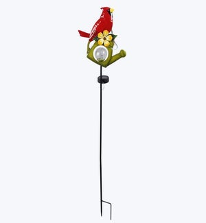 Metal Cardinal Solar Light Garden Stake