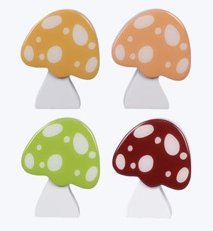 Wood Mushroom Tabletop Decor 4 Ast