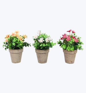 Artificial Flowers in Planter 3 Ast
