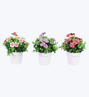 Artificial Flowers in Planter 3 Ast