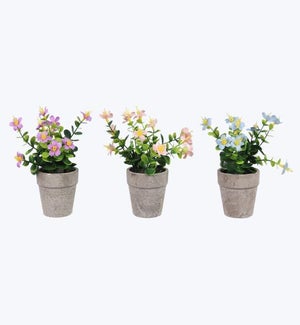 Artificial Flowers in Planter 3 Ast