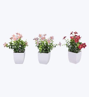 Artificial Flowers in Planter 3 Ast