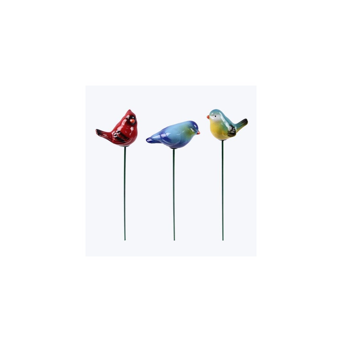 Stoneware Bird Plant Poke 3 Ast
