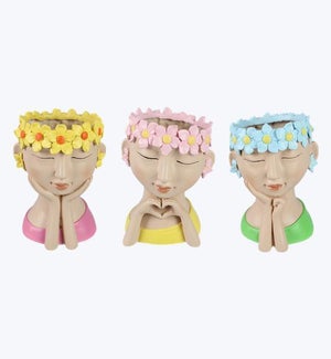 Resin Girl Tabletop Planter, 3 Ast