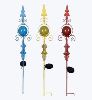 Metal Colored Glass Ball Garden Stake, 3 Ast