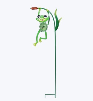 Solar Metal Whimsical Frog Stake