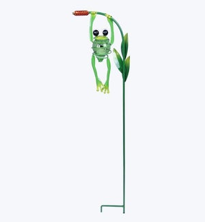 Solar Metal Whimsical Frog Stake
