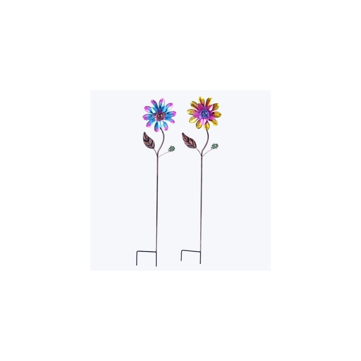 Metal Garden Flower Yard Stake 2 Ast