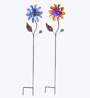 Metal Garden Flower Yard Stake 2 Ast