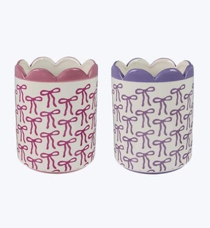 Ceramic Planter with Pink/Purple Bow Print 2 Ast