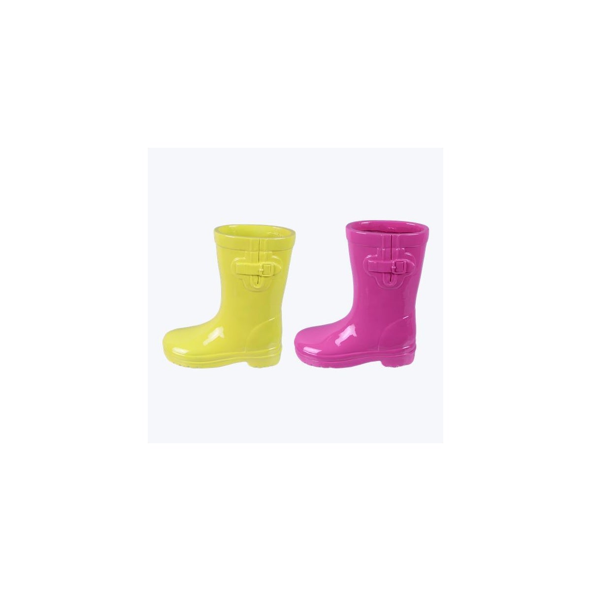 Resin Pink and Yellow Rain Boot Planter 2 Ast