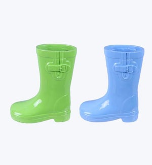 Resin Blue and Green Rain Boot Planter 2 Ast