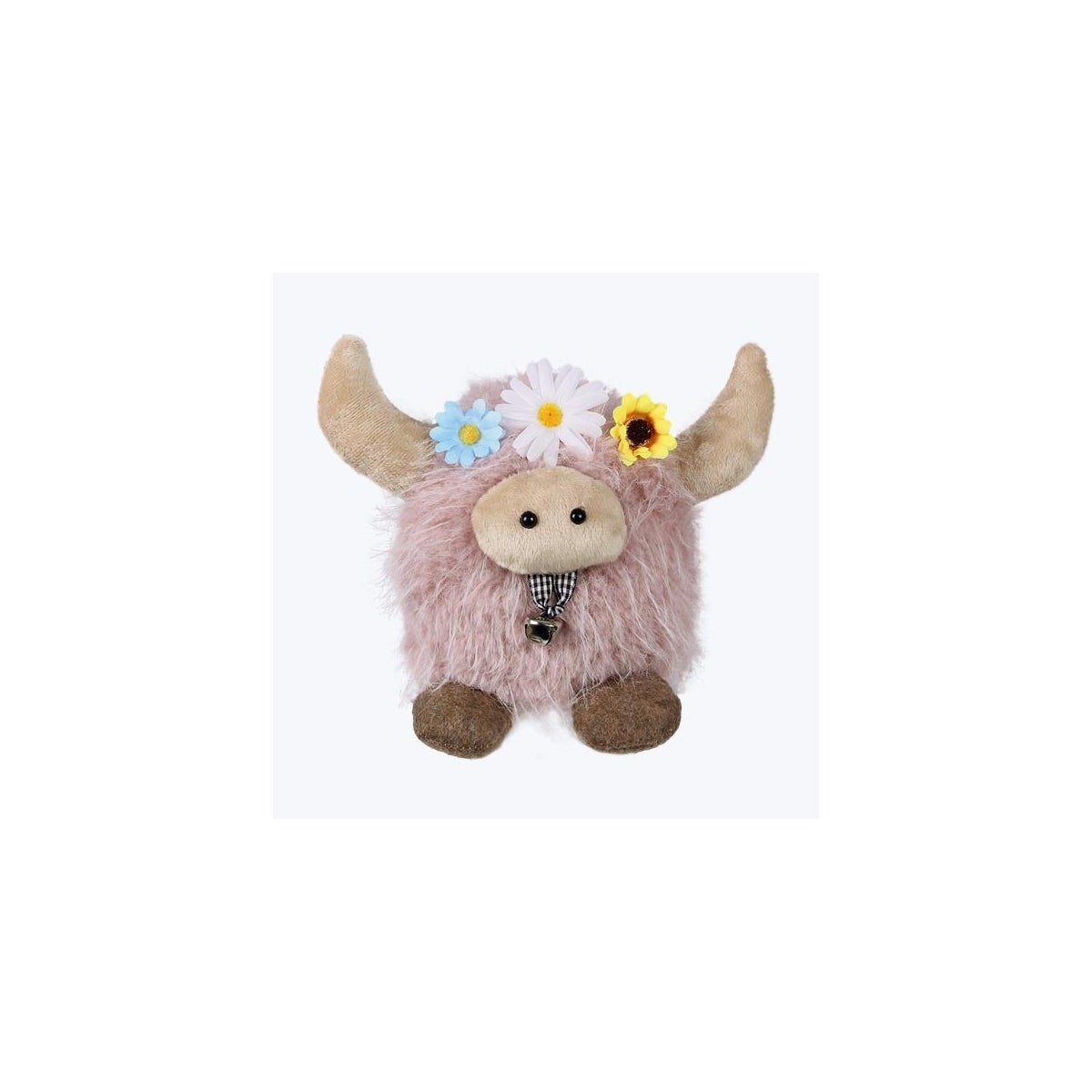 Fabric Tabletop Pink Highland Cow with Flower Crown