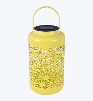 Metal Laser Cut Solar Lantern Yellow