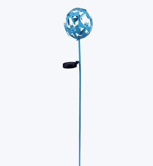 Metal Solar Light Garden Floral Ball Stake - Blue