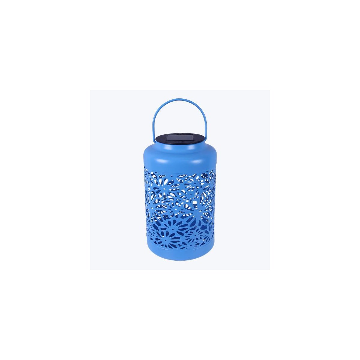 Metal Laser Cut Solar Lantern Blue