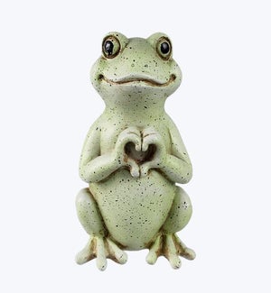 Resin Standing Frog with Heart Sign