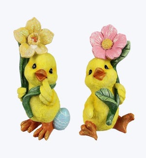 Resin Chicks with Flowers 2 Ast