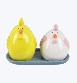 Ceramic Chicken Salt and Pepper 3/Set