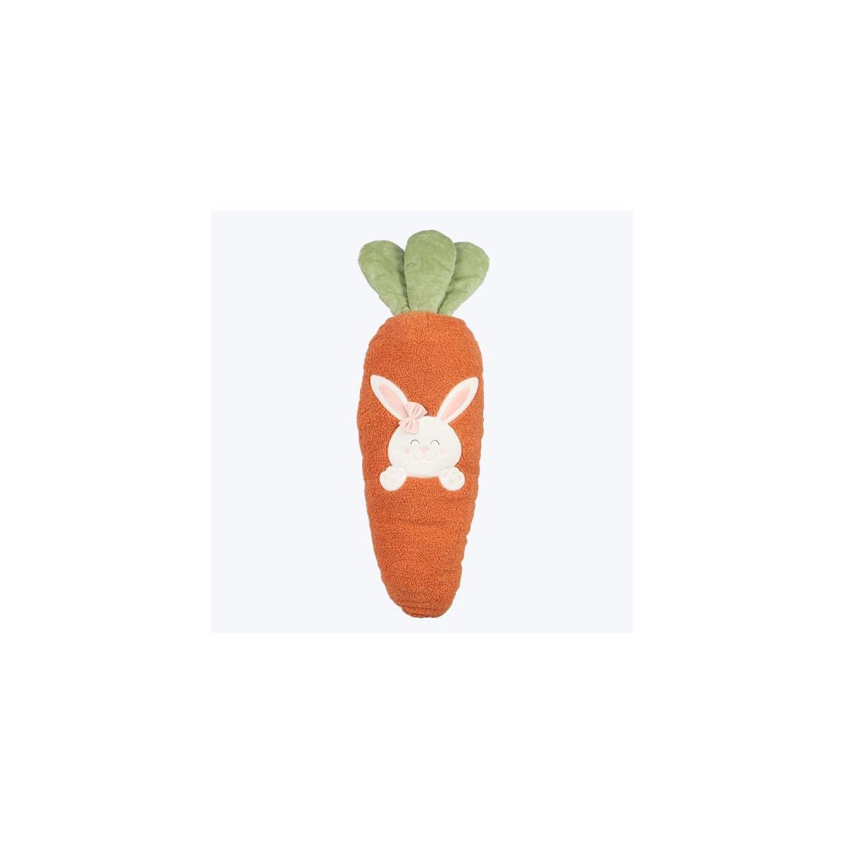Fabric Extra Large Carrot Shape Seat Pillow with Rabbit Face Design