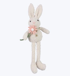 Fabric Shelf Sitting Rabbit with Flower Tabletop Decor