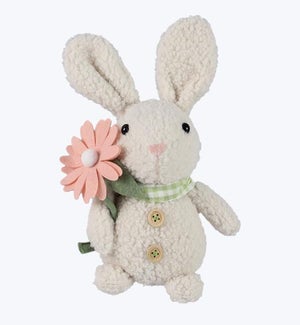 Fabric Rabbit with Flower Tabletop Decor