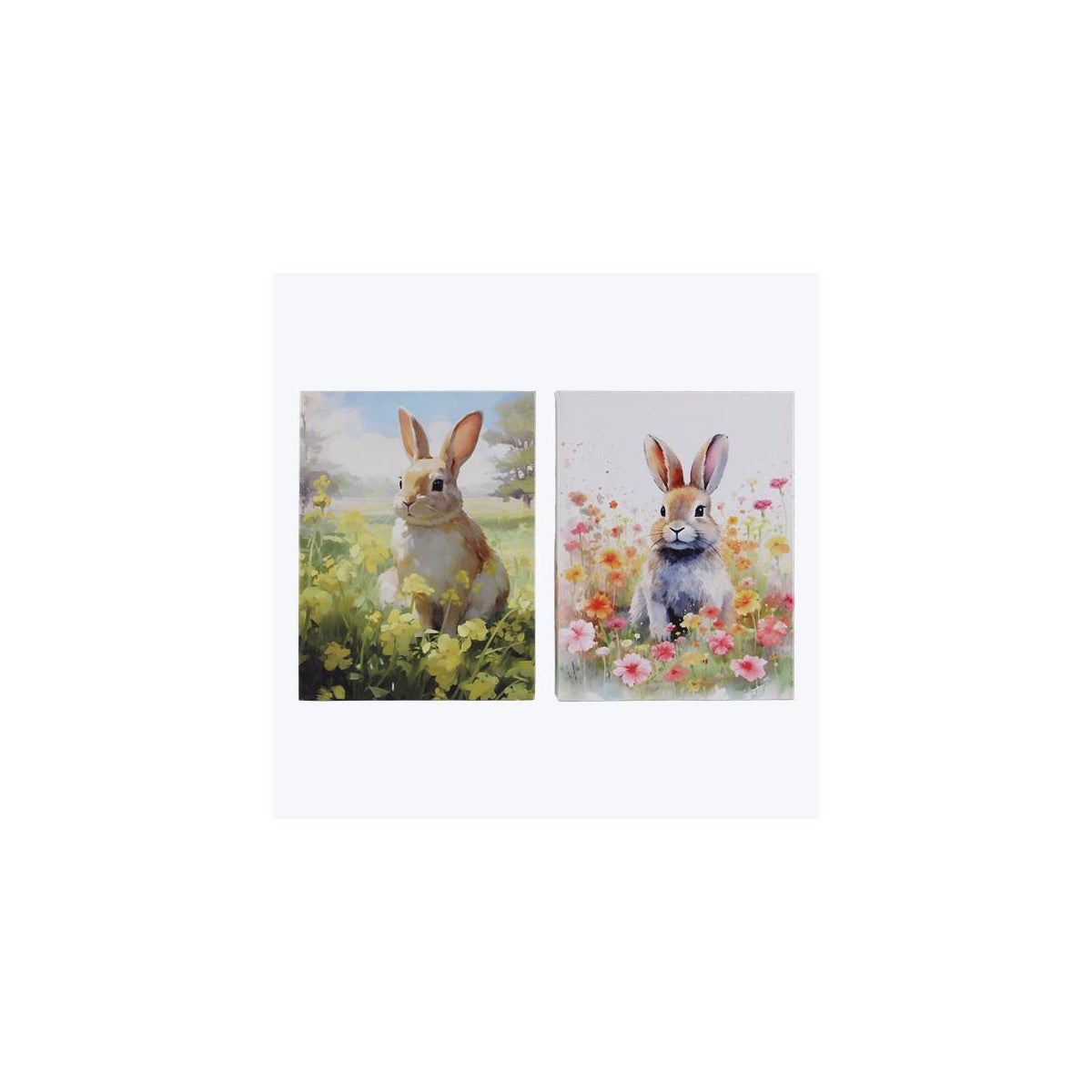 Easter Rabbit LED Light Up Canvas Tabletop Canvas Art 2 Ast