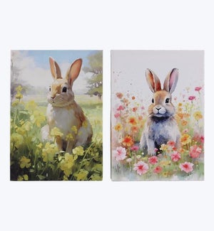 Easter Rabbit LED Light Up Canvas Tabletop Canvas Art 2 Ast