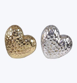 Resin Tabletop Gold Heart 2 Ast