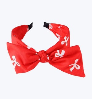 Red with White Bow Design Hair Clip