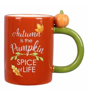 Ceramic Fall Mug with Pumpkin Accent Handle