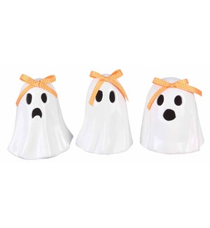 Ceramic Ghost with LED Light, 3 Ast