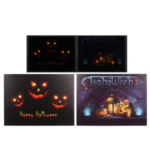 Canvas Halloween LED Wall Sign with Timer, 2 Ast