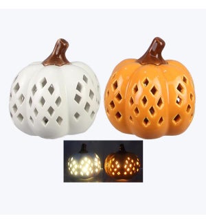 Ceramic Light Up Pumpkins 2 Ast