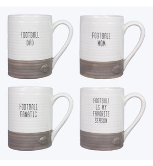 Ceramic Fall Football 20oz Mug, 4 Ast