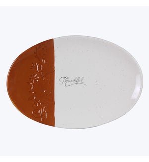 Ceramic Fall Chi Latte Thankful Platter