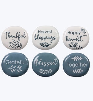 Ceramic Autumn Skies Blessing Stones, 6 Assorted