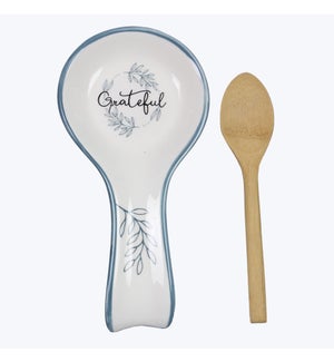 Ceramic Autumn Skies Spoon Rest with Spoon