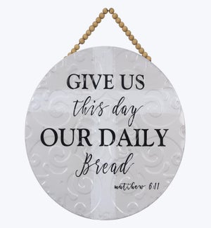 Metal Fall Sign with Punched Tin and Blessing Beads Hanger