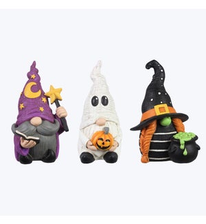 Resin Halloween Whimsical Gnome Figurine, 3 Assorted