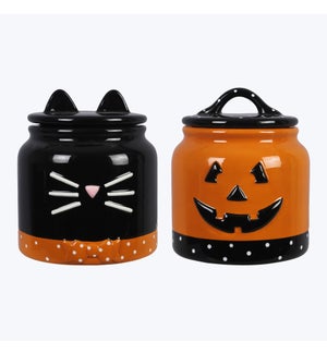 Ceramic Halloween Canister, 2 Assorted