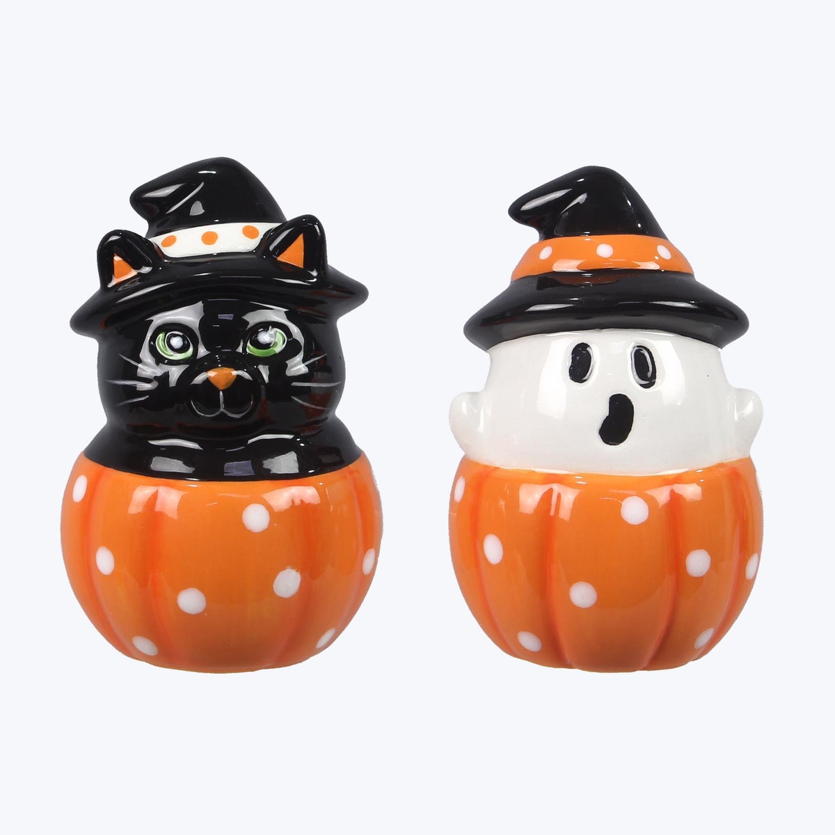 Ceramic Halloween Cat/Ghost S/P Set