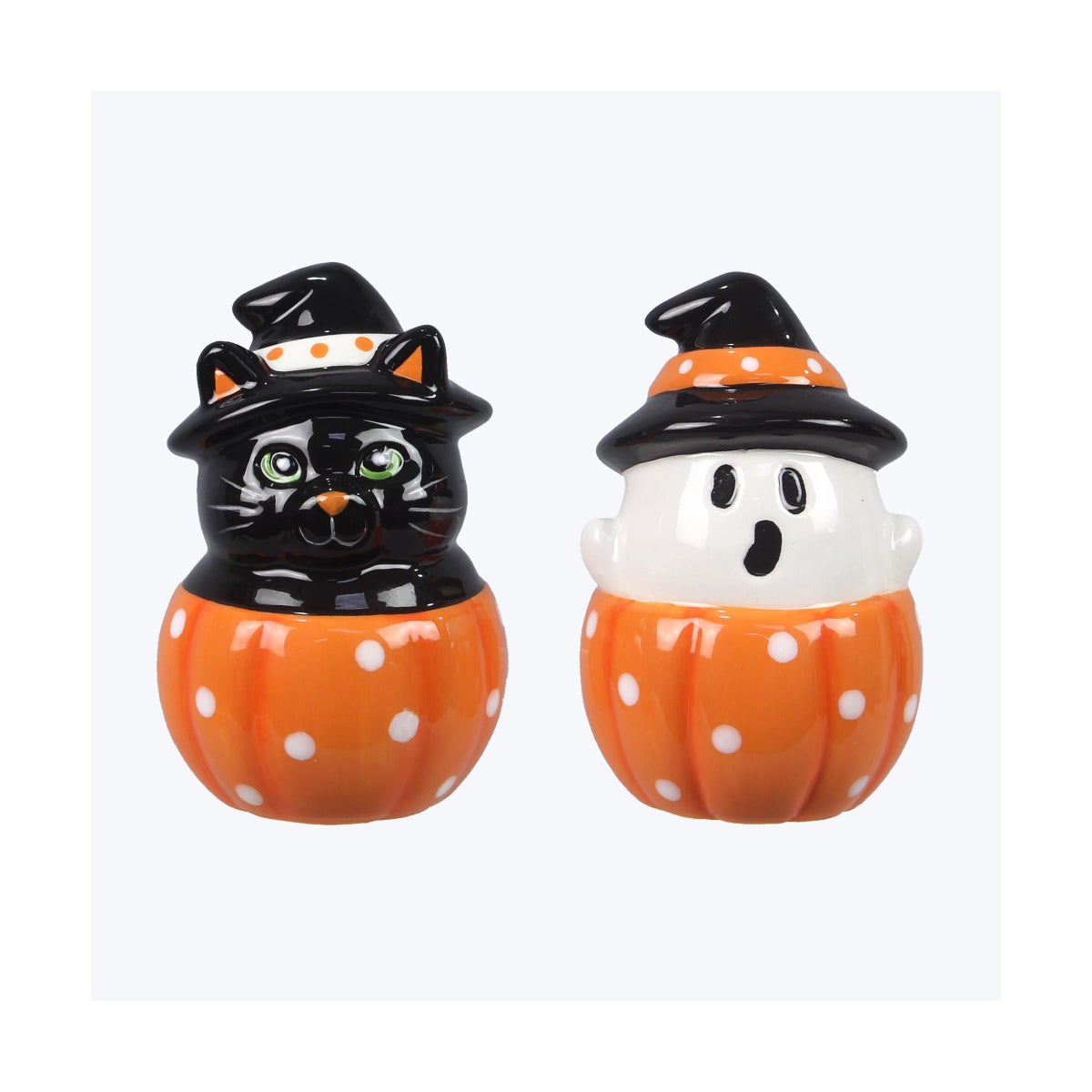 Ceramic Halloween Cat/Ghost S/P Set