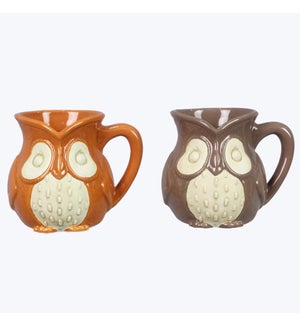 Ceramic Cozy Woodland Owl Mugs, 2 Ast.