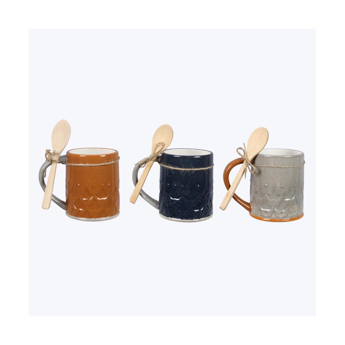 Ceramic Fall Harmony Mug with Wood Spoon Gift Set, 3 Ast