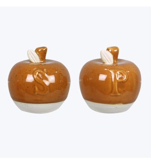 Ceramic Fall Tradition Apple Shaped S/P Set of 2
