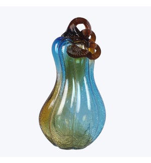 Glass Fall Harmony Tabletop Gourd with Glass Stem, Blue/Gold