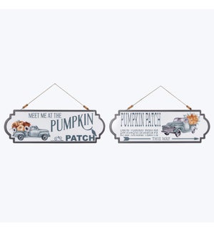 Metal Fall Tradition Harvest Truck Wall Signs, 2 Ast