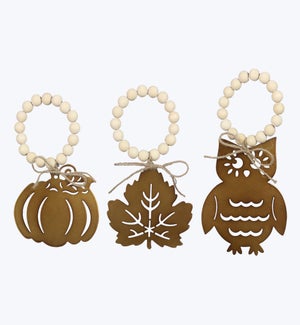 Metal Cozy Woodland Icons with Blessing Bead Hanger Loop, 3 Ast